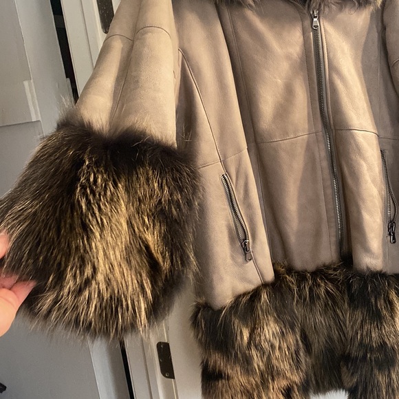 FUR COAT- Genuine leather and Shearling fur coat from Italy - Picture 2 of 15